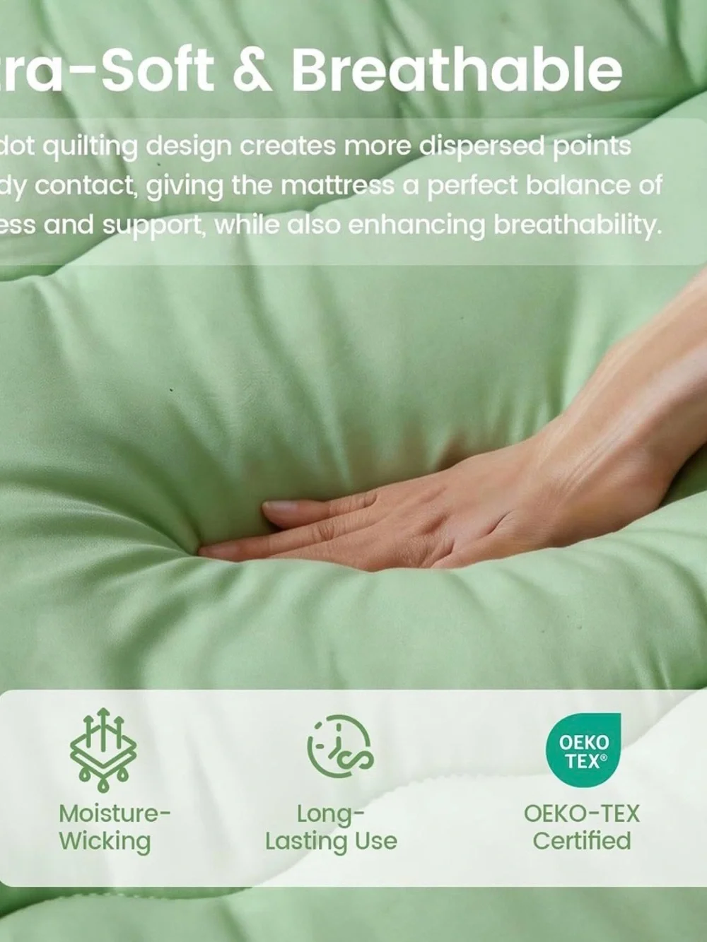 Light Green Quilted Nap Mat Mattress Topper - Home Bedding